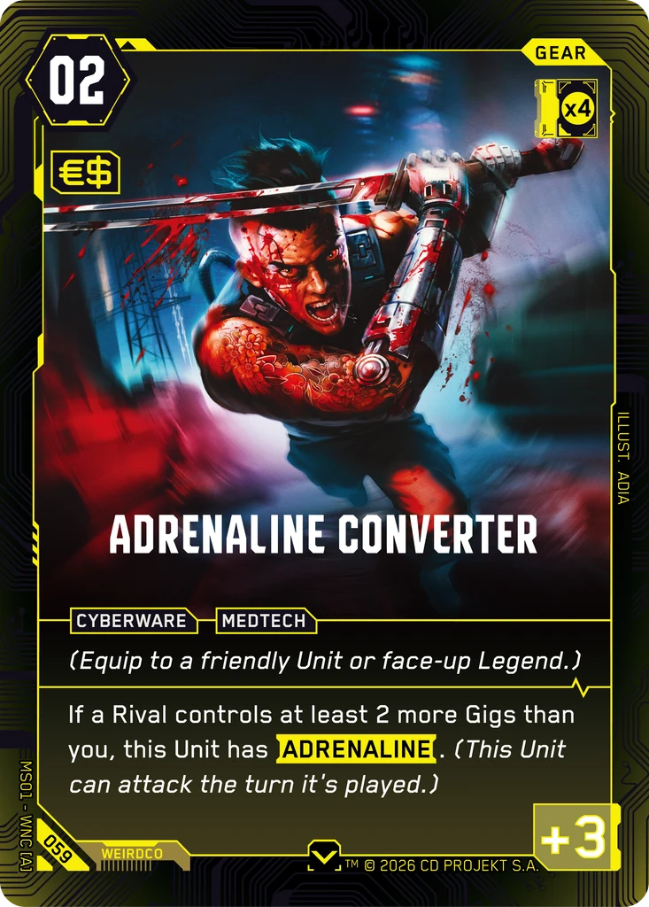Adrenaline Converter — karta Gear Cyberpunk TCG (Welcome to Night City — Retail)