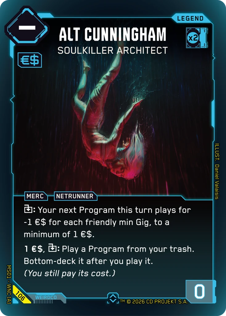 Alt Cunningham: Soulkiller Architect — karta Legend Cyberpunk TCG (Welcome to Night City — Retail)