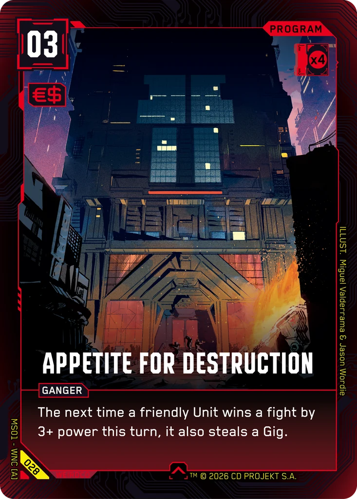 Appetite for Destruction — karta Program Cyberpunk TCG (Welcome to Night City — Retail)