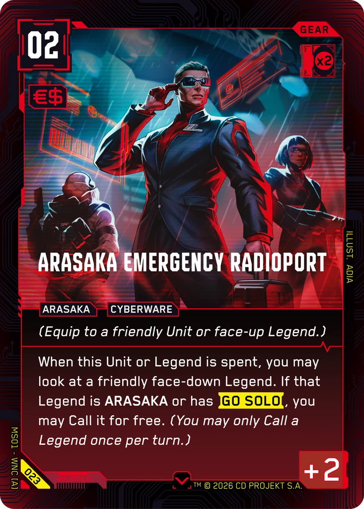 Arasaka Emergency Radioport — karta Gear Cyberpunk TCG (Welcome to Night City — Retail)