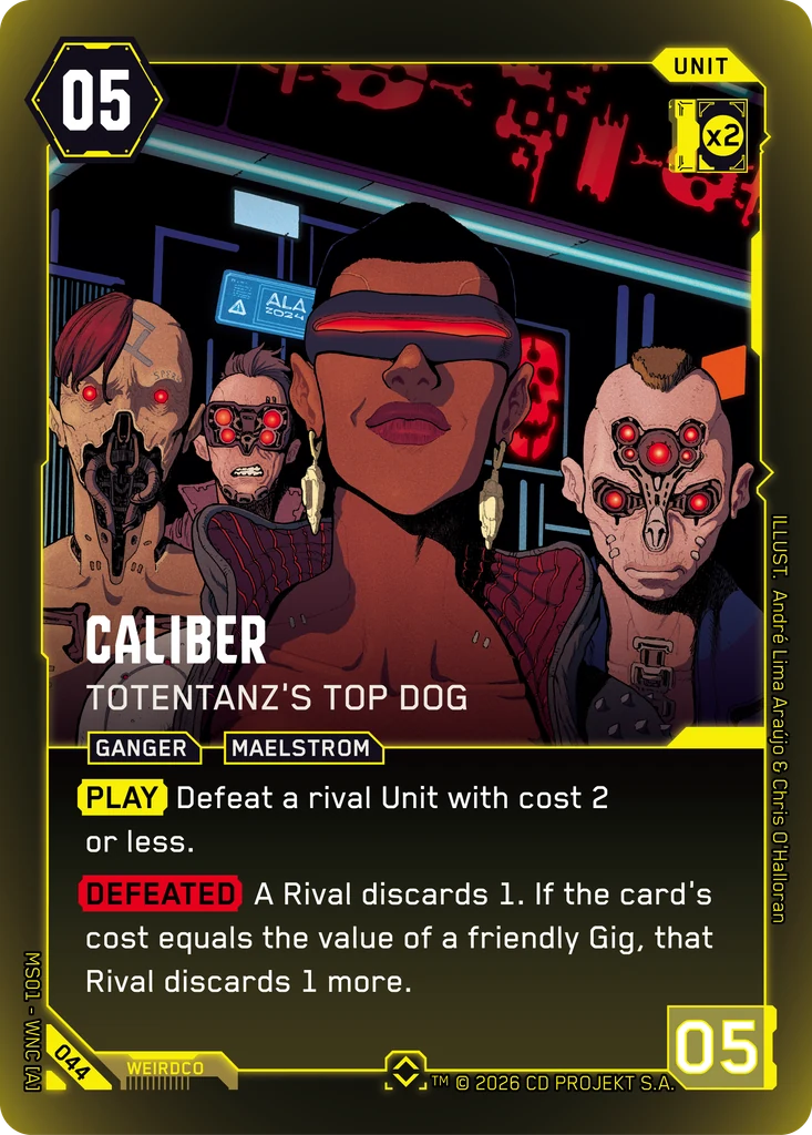 Caliber: Totentanz's Top Dog — karta Unit Cyberpunk TCG (Welcome to Night City — Retail)