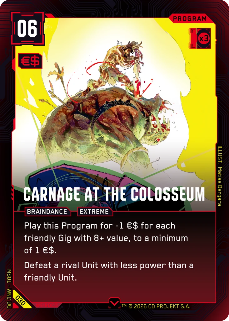 Carnage at the Colosseum — karta Program Cyberpunk TCG (Welcome to Night City — Retail)