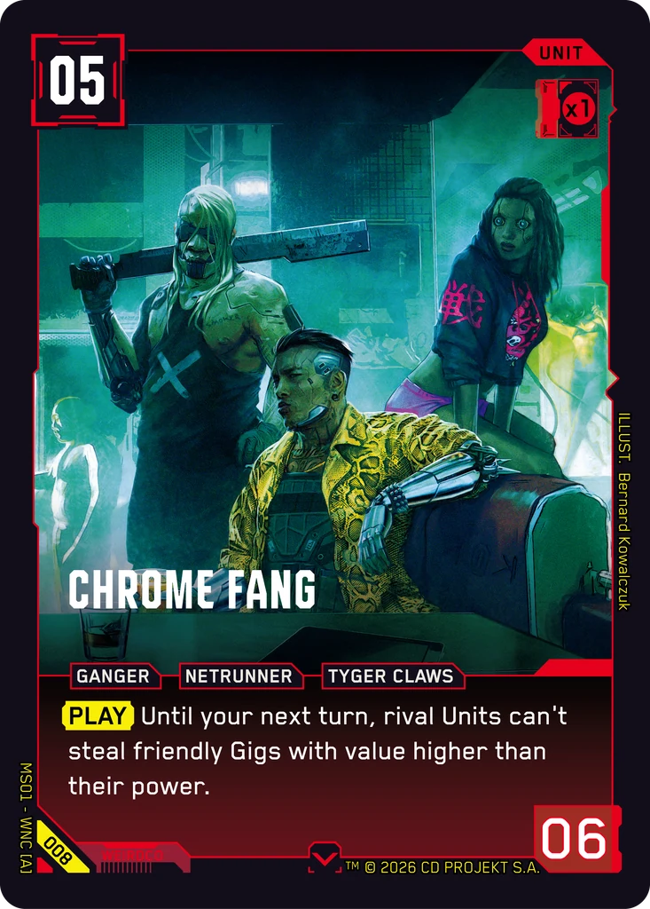 Chrome Fang — karta Unit Cyberpunk TCG (Welcome to Night City — Retail)