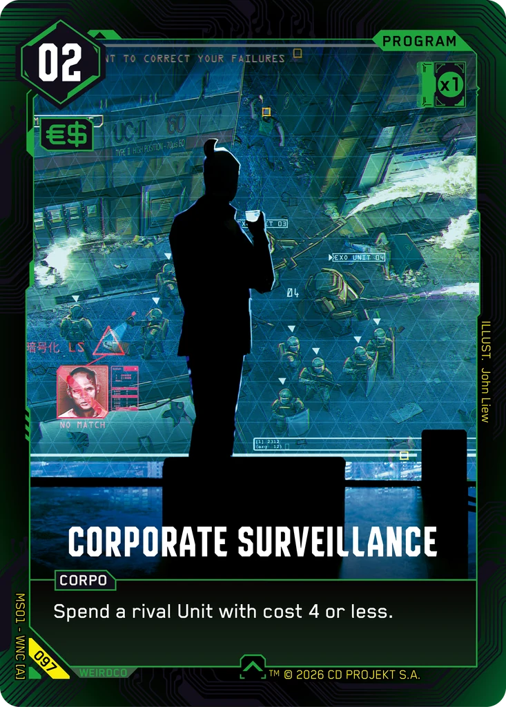 Corporate Surveillance — karta Program Cyberpunk TCG (Welcome to Night City — Retail)
