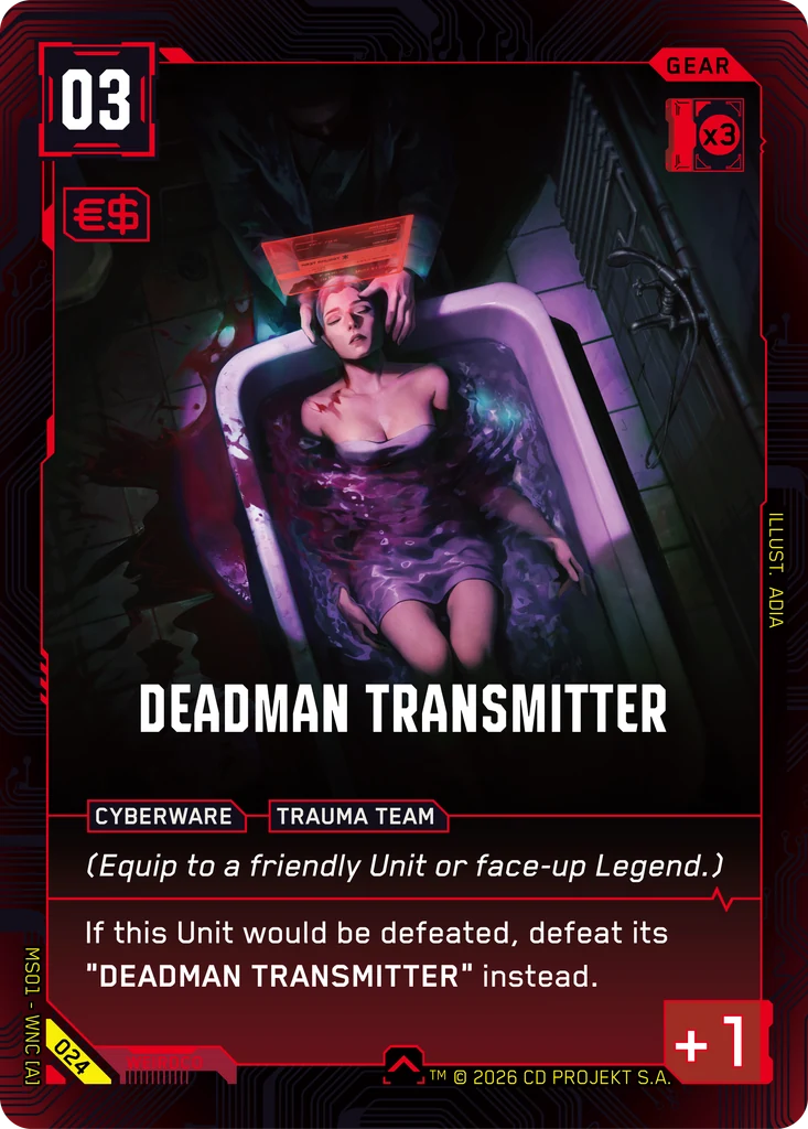 Deadman Transmitter — karta Gear Cyberpunk TCG (Welcome to Night City — Retail)