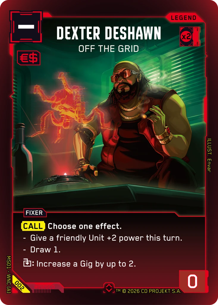 Dexter DeShawn: Off the Grid — karta Legend Cyberpunk TCG (Welcome to Night City — Retail)