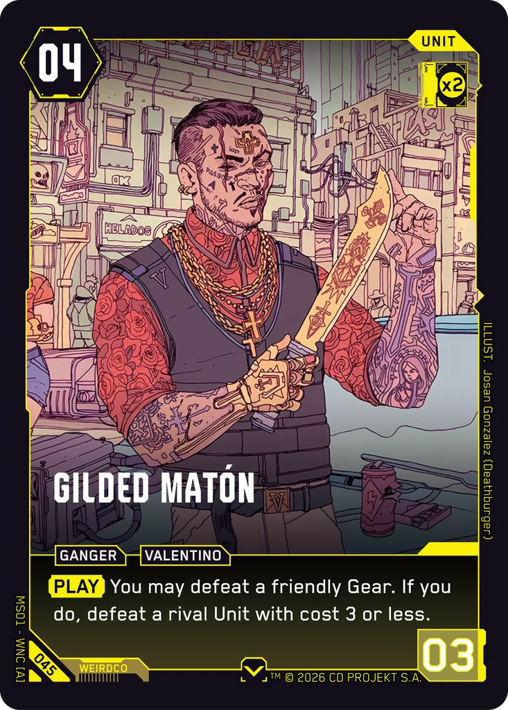Gilded Matón — karta Unit Cyberpunk TCG (Welcome to Night City — Retail)