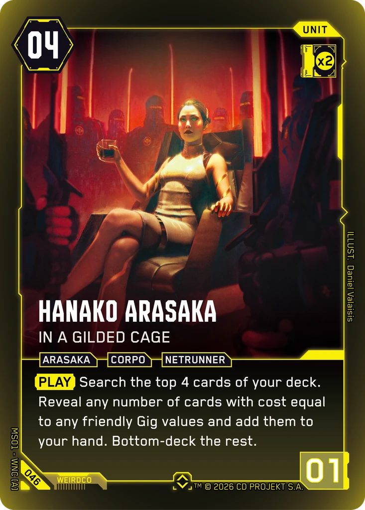 Hanako Arasaka: In a Gilded Cage — karta Unit Cyberpunk TCG (Welcome to Night City — Retail)