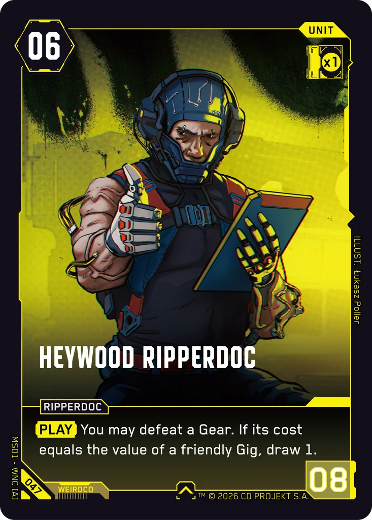 Heywood Ripperdoc — karta Unit Cyberpunk TCG (Welcome to Night City — Retail)