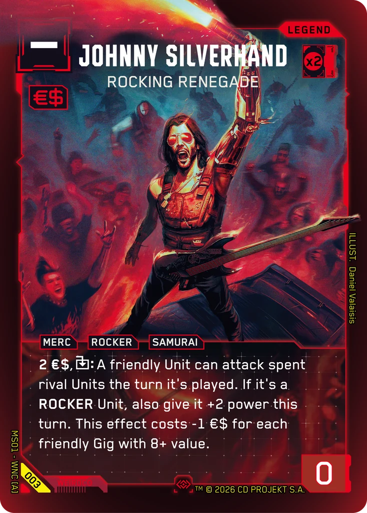 Johnny Silverhand: Rocking Renegade — karta Legend Cyberpunk TCG (Welcome to Night City — Retail)