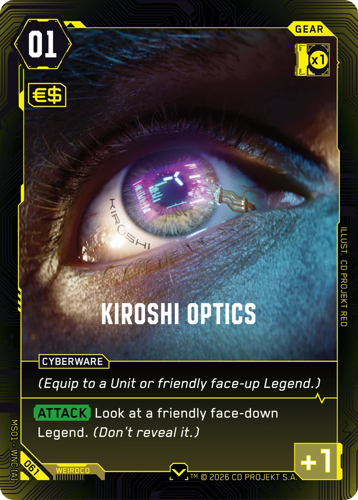 Kiroshi Optics — karta Gear Cyberpunk TCG (Welcome to Night City — Retail)