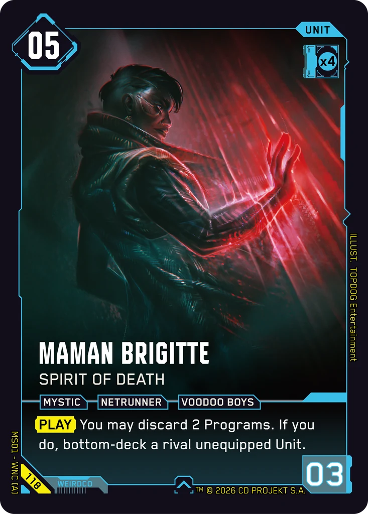 Maman Brigitte: Spirit of Death — karta Unit Cyberpunk TCG (Welcome to Night City — Retail)
