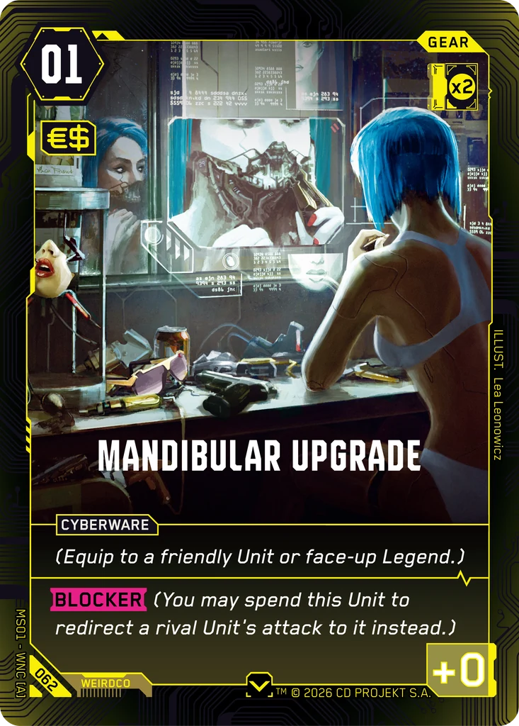 Mandibular Upgrade — karta Gear Cyberpunk TCG (Welcome to Night City — Retail)