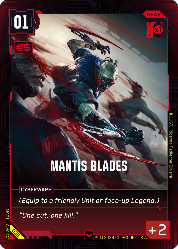 Mantis Blades — karta Gear Cyberpunk TCG (Welcome to Night City — Retail)