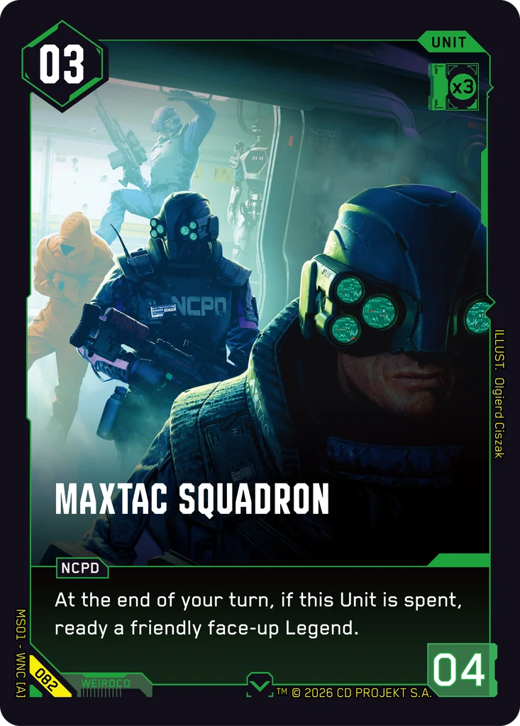 MaxTac Squadron — karta Unit Cyberpunk TCG (Welcome to Night City — Retail)