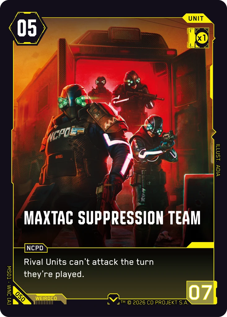 MaxTac Suppression Team — karta Unit Cyberpunk TCG (Welcome to Night City — Retail)