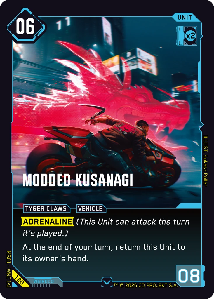 Modded Kusanagi — karta Unit Cyberpunk TCG (Welcome to Night City — Retail)