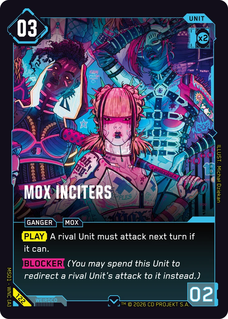 Mox Inciters — karta Unit Cyberpunk TCG (Welcome to Night City — Retail)