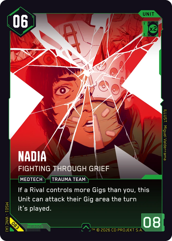 Nadia: Fighting Through Grief — karta Unit Cyberpunk TCG (Welcome to Night City — Retail)