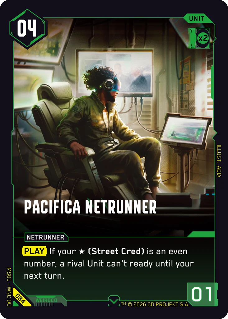 Pacifica Netrunner — karta Unit Cyberpunk TCG (Welcome to Night City — Retail)