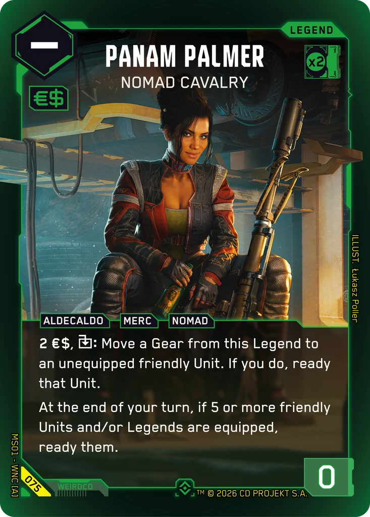 Panam Palmer: Nomad Cavalry — karta Legend Cyberpunk TCG (Welcome to Night City — Retail)