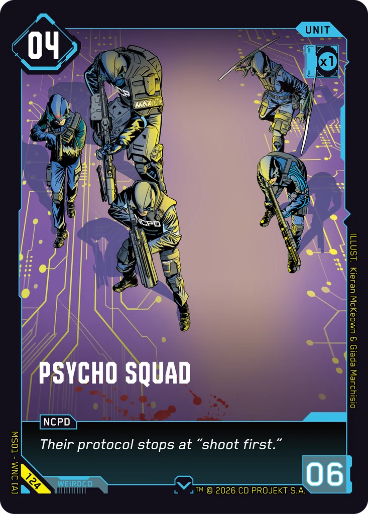 Psycho Squad — karta Unit Cyberpunk TCG (Welcome to Night City — Retail)