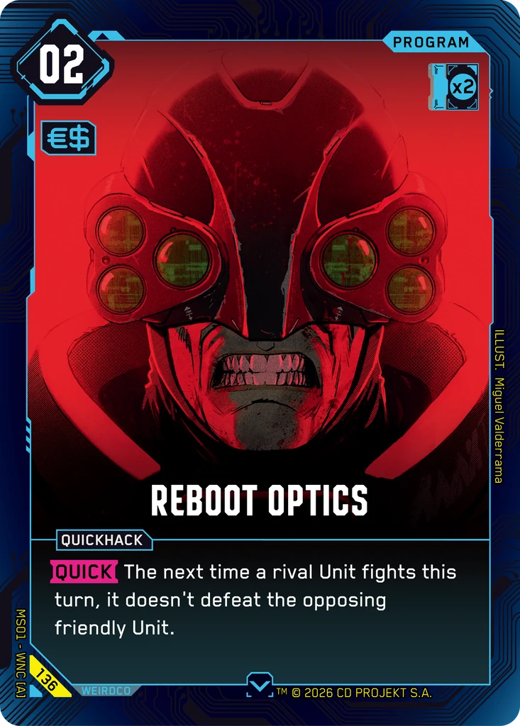 Reboot Optics — karta Program Cyberpunk TCG (Welcome to Night City — Retail)