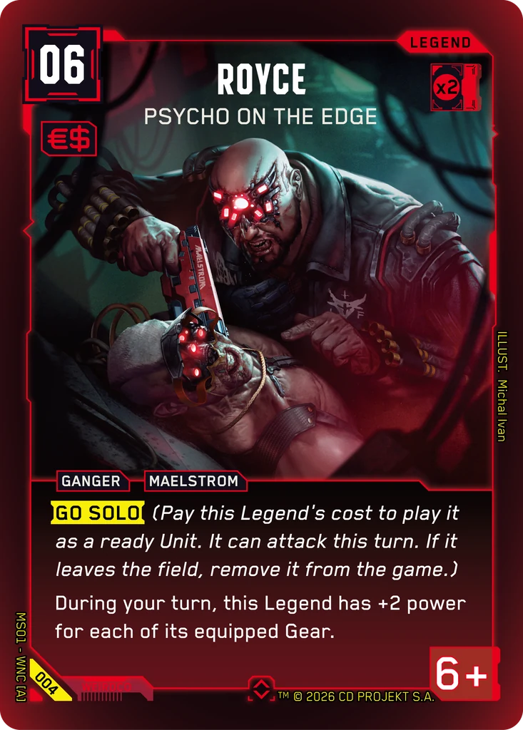 Royce: Psycho on the Edge — karta Legend Cyberpunk TCG (Welcome to Night City — Retail)
