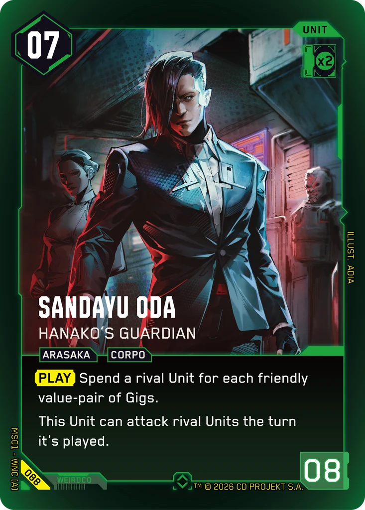 Sandayu Oda: Hanako's Guardian — karta Unit Cyberpunk TCG (Welcome to Night City — Retail)