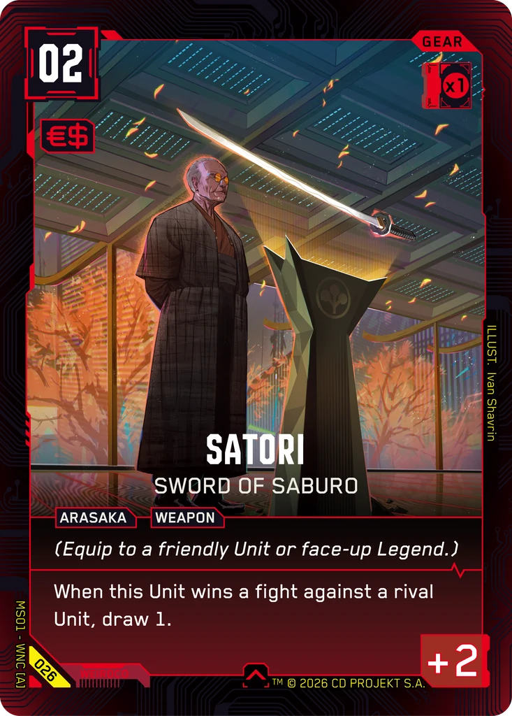 Satori: Sword of Saburo — karta Gear Cyberpunk TCG (Welcome to Night City — Retail)