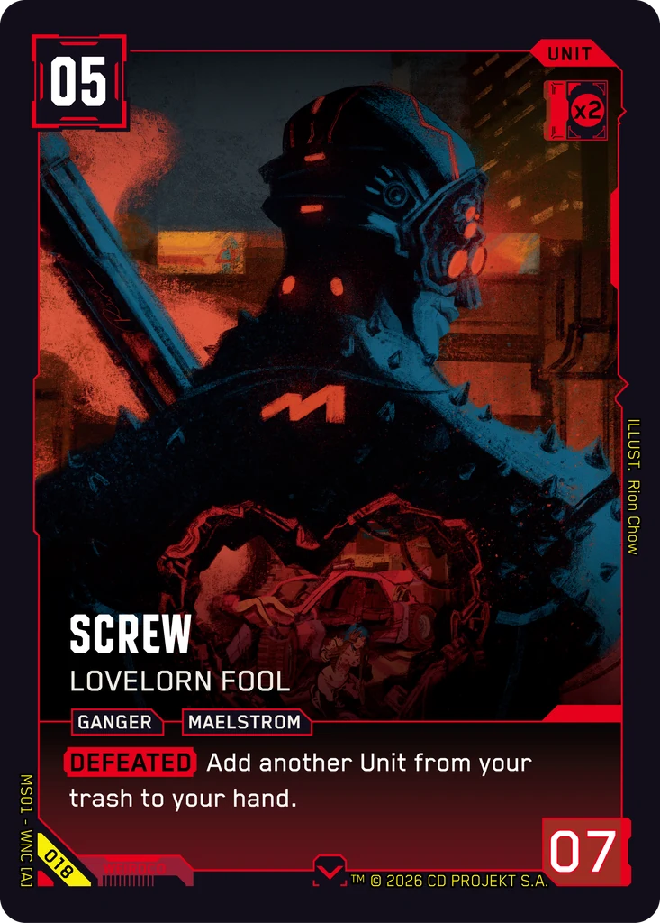 Screw: Lovelorn Fool — karta Unit Cyberpunk TCG (Welcome to Night City — Retail)
