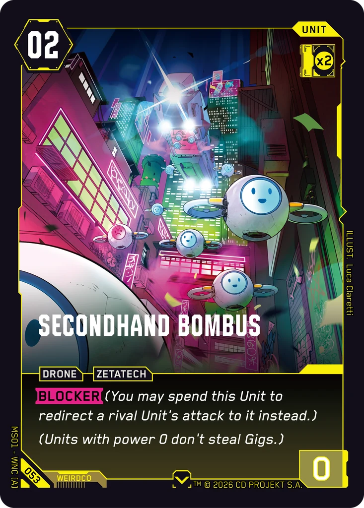 Secondhand Bombus — karta Unit Cyberpunk TCG (Welcome to Night City — Retail)