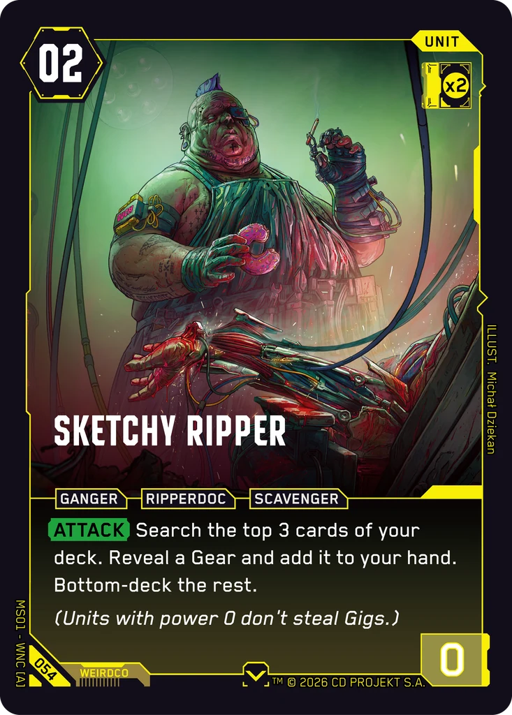 Sketchy Ripper — karta Unit Cyberpunk TCG (Welcome to Night City — Retail)