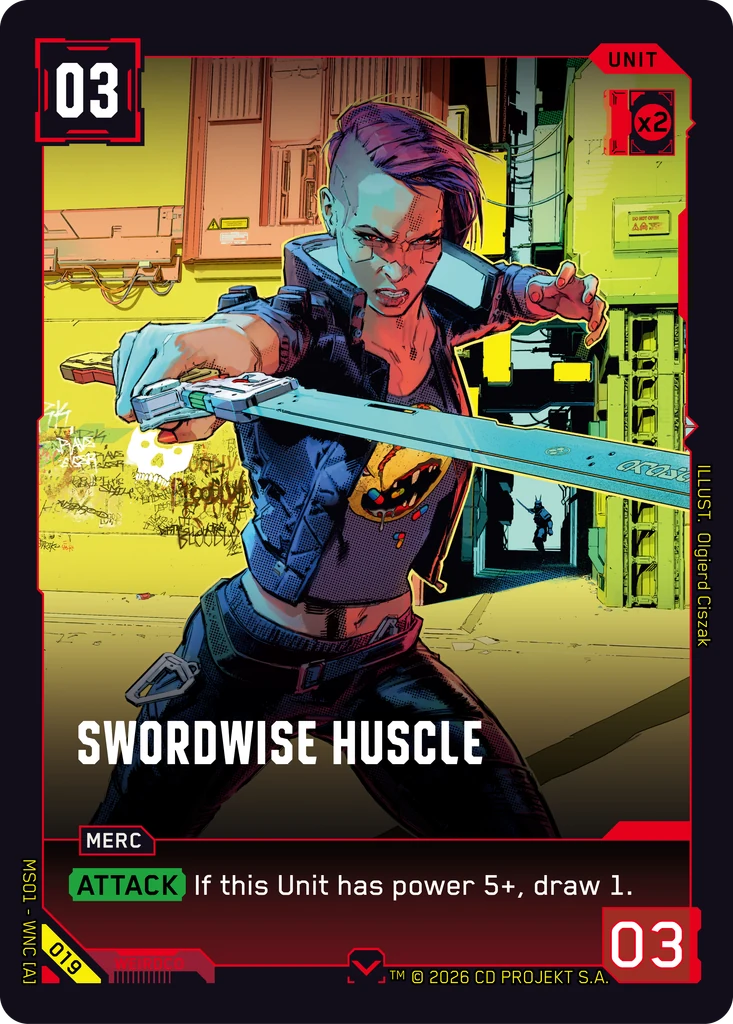 Swordwise Huscle — karta Unit Cyberpunk TCG (Welcome to Night City — Retail)