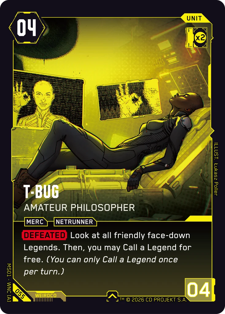 T-Bug: Amateur Philosopher — karta Unit Cyberpunk TCG (Welcome to Night City — Retail)
