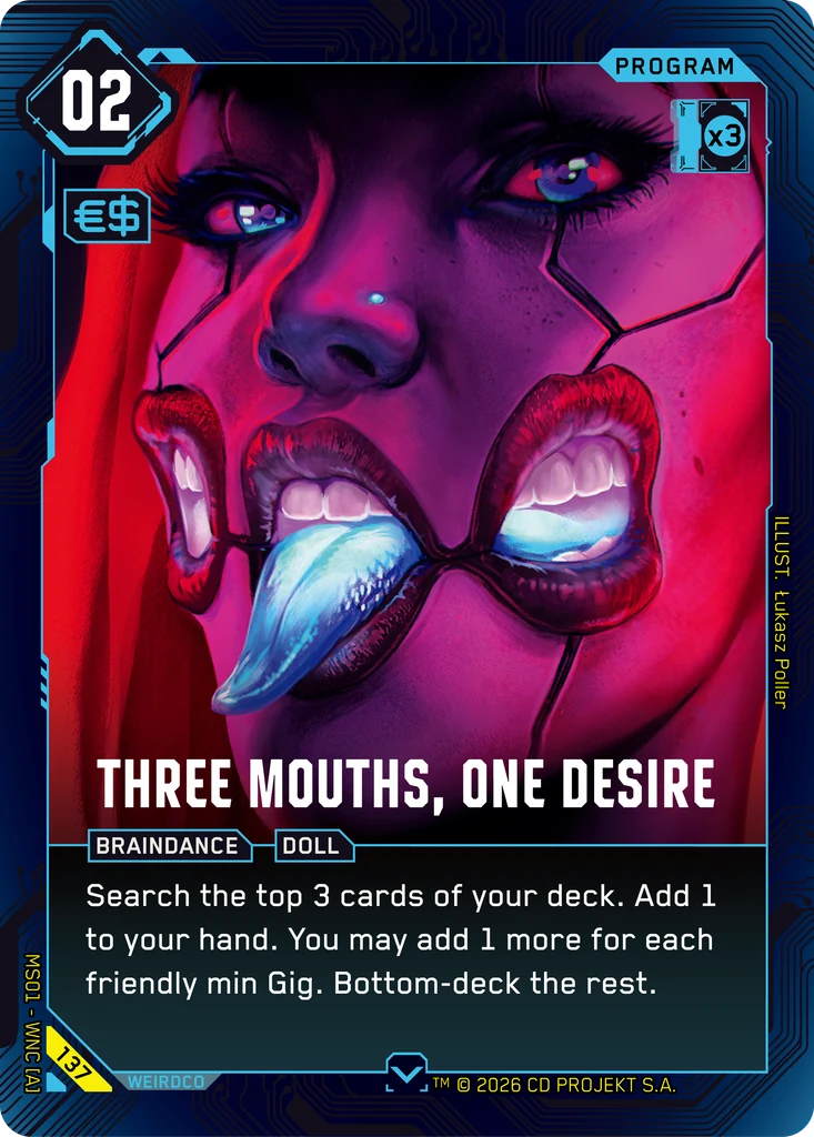 Three Mouths, One Desire — karta Program Cyberpunk TCG (Welcome to Night City — Retail)