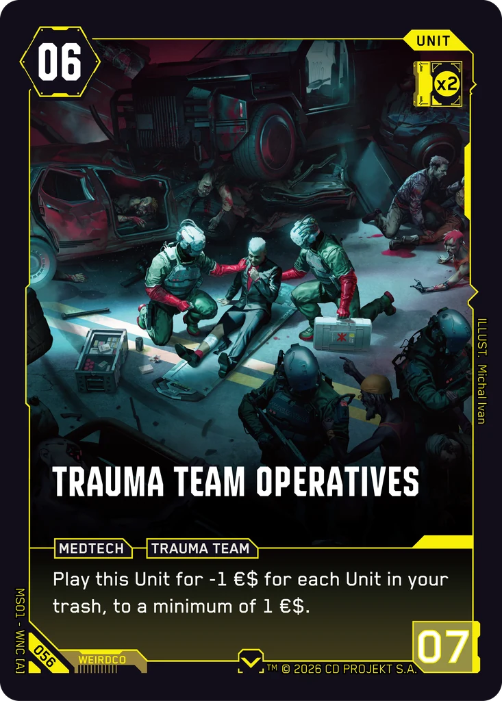 Trauma Team Operatives — karta Unit Cyberpunk TCG (Welcome to Night City — Retail)