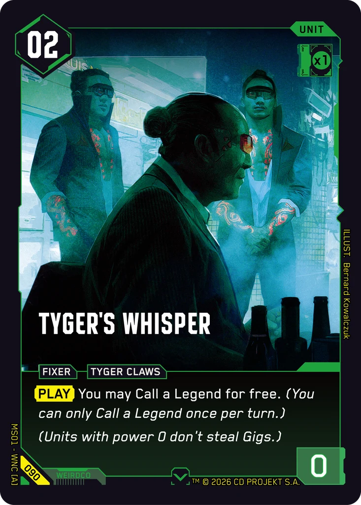 Tyger's Whisper — karta Unit Cyberpunk TCG (Welcome to Night City — Retail)
