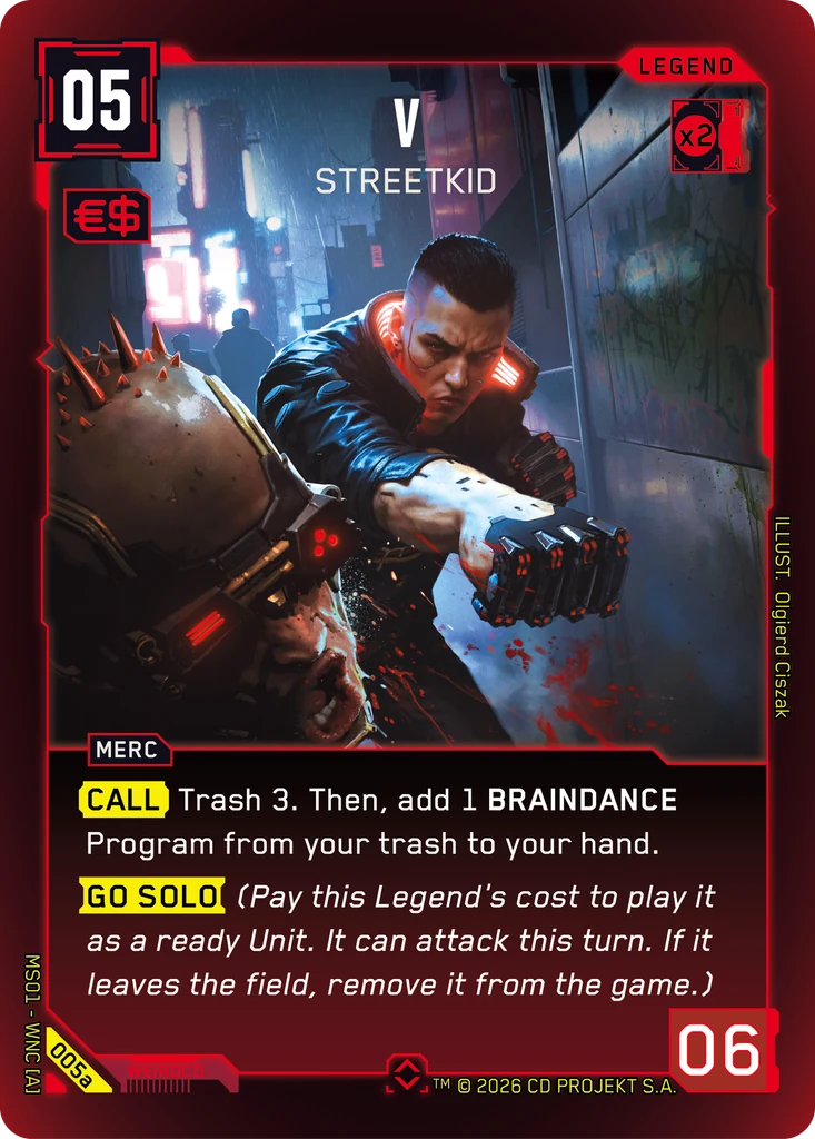 V: Streetkid — karta Legend Cyberpunk TCG (Welcome to Night City — Retail)