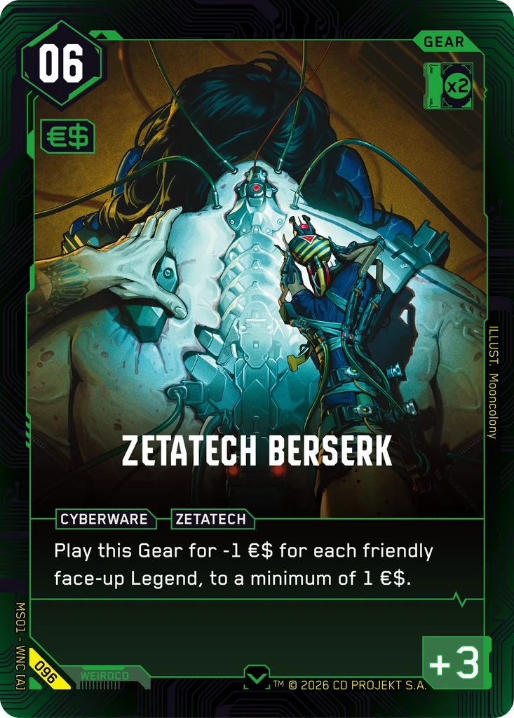 Zetatech Berserk — karta Gear Cyberpunk TCG (Welcome to Night City — Retail)